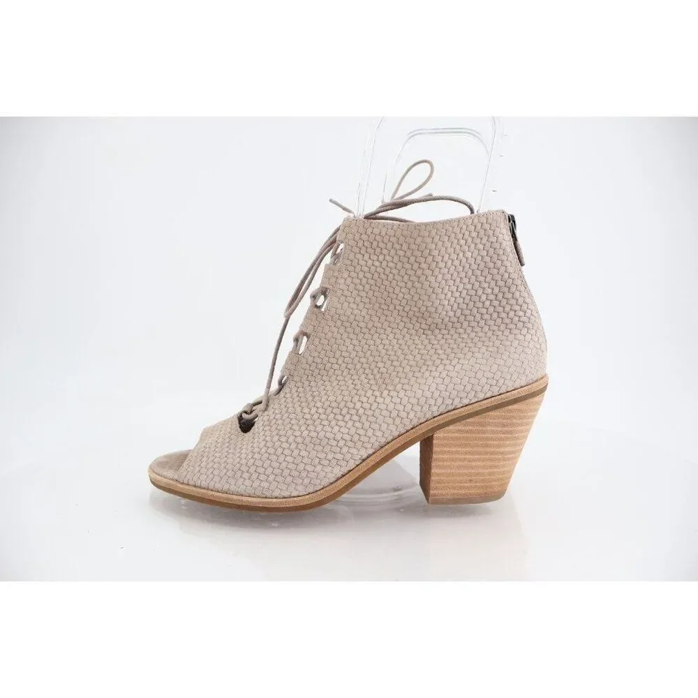 Eileen Fisher Womens Slew Sandal Size 10 Lace Up Bootie Tan Suede Open Toe Heel